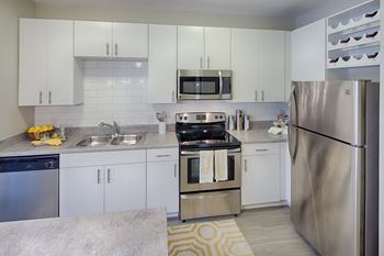 Kitchen with white cabinets